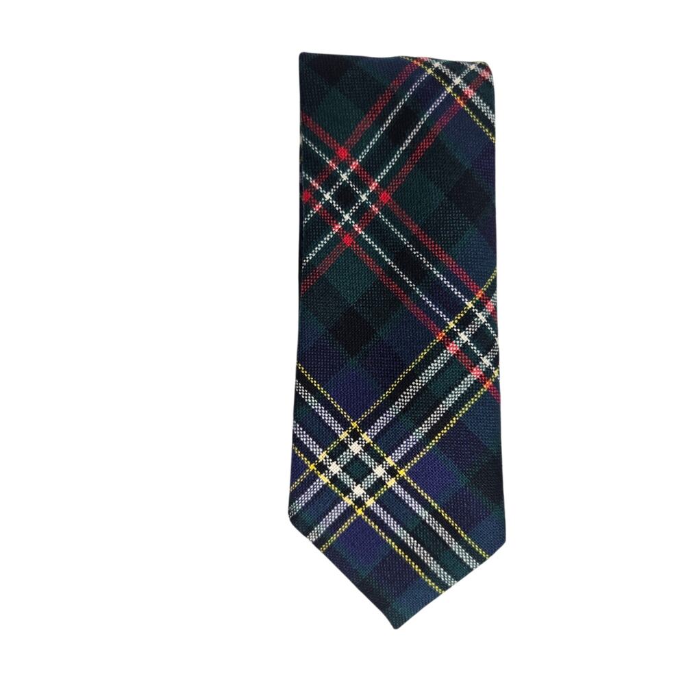 Classic Tartan Plaid Men Neck Tie Made in Scotland New Wool Academia Green